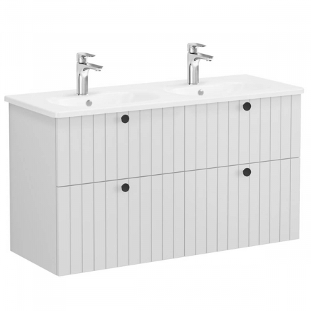 Mobilier de baie - Unitate de baza lavoar baie, cu patru sertare 120 cm, mat gri deschis, cu rounded lavoar / chiuveta baie | 69521