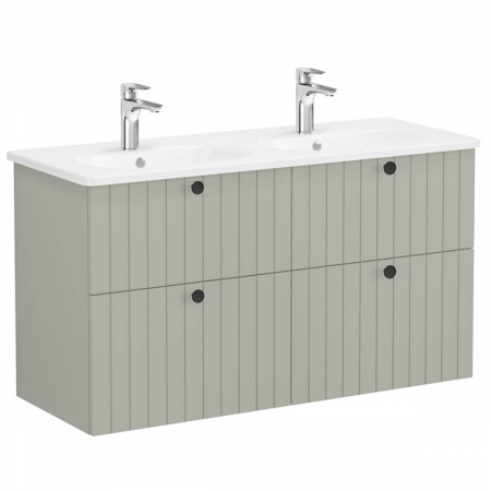 Mobilier de baie - Unitate de baza lavoar baie, cu patru sertare 120 cm, mat retro green, cu rounded lavoar / chiuveta baie | 69526