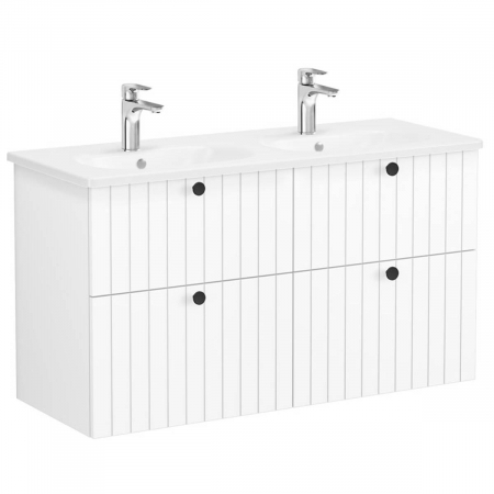 Mobilier de baie - Unitate de baza lavoar baie, cu patru sertare 120 cm, alb mat, cu rounded lavoar / chiuveta baie | 69520