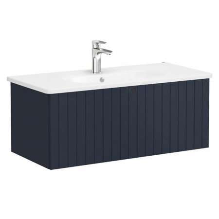 Unitate de baza lavoar baie, cu un sertar 100cm, mat dark albastru, cu rounded lavoar / chiuveta baie | 69399 [0]