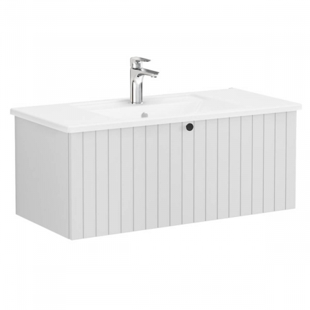 Unitate de baza lavoar baie, cu un sertar 100cm, mat gri deschis, cu angular lavoar / chiuveta baie | 69388 [0]