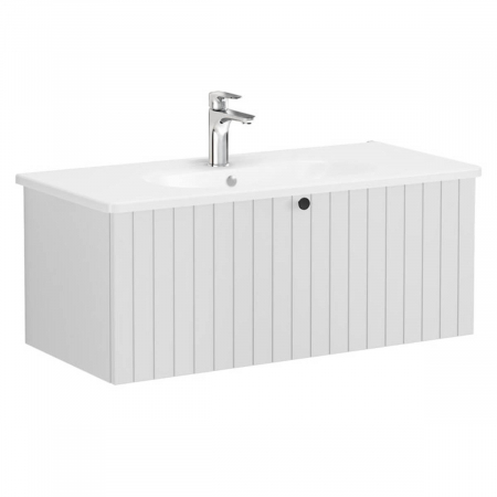 Unitate de baza lavoar baie, cu un sertar 100cm, mat gri deschis, cu rounded lavoar / chiuveta baie | 69395 [0]