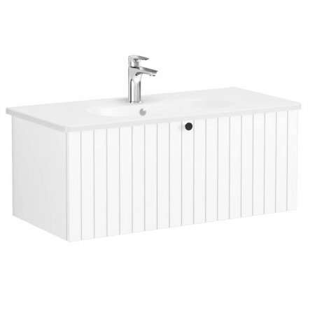 Unitate de baza lavoar baie, cu un sertar 100cm, alb mat, cu rounded lavoar / chiuveta baie | 69394 [0]