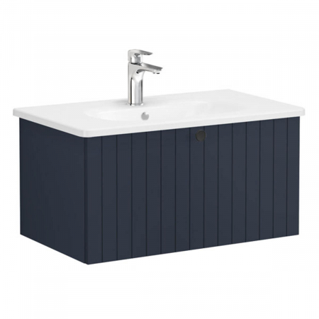 Unitate de baza lavoar baie, cu un sertar 80cm, mat dark albastru, cu rounded lavoar / chiuveta baie | 69378 [0]