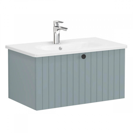 Unitate de baza lavoar baie, cu un sertar 80cm, mat fijord green, cu rounded lavoar / chiuveta baie | 69376 [0]