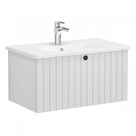 Unitate de baza lavoar baie, cu un sertar 80cm, mat gri deschis, cu rounded lavoar / chiuveta baie | 69374 [0]