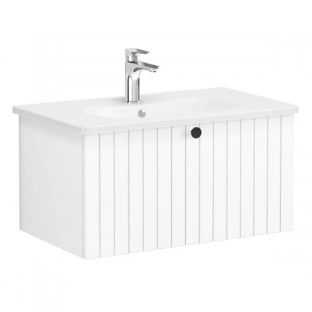 Unitate de baza lavoar baie, cu un sertar 80cm, alb mat, cu rounded lavoar / chiuveta baie | 69373 [0]