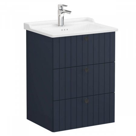 Unitate de baza lavoar baie, cu trei sertare 60cm mat dark albastru, cu classical lavoar / chiuveta baie | 69490 [0]