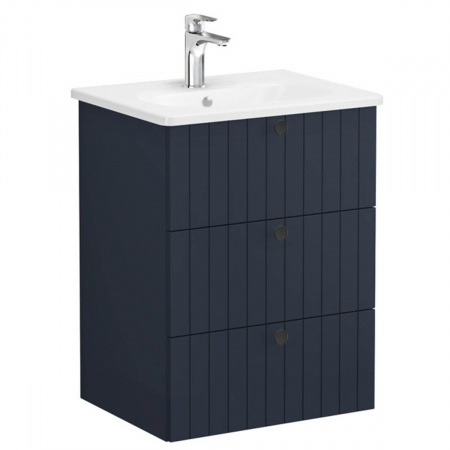 Unitate de baza lavoar baie, cu trei sertare 60cm mat dark albastru, cu rounded lavoar / chiuveta baie | 69483 [0]