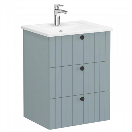 Unitate de baza lavoar baie, cu trei sertare 60cm mat fijord green, cu angular lavoar / chiuveta baie | 69474 [0]