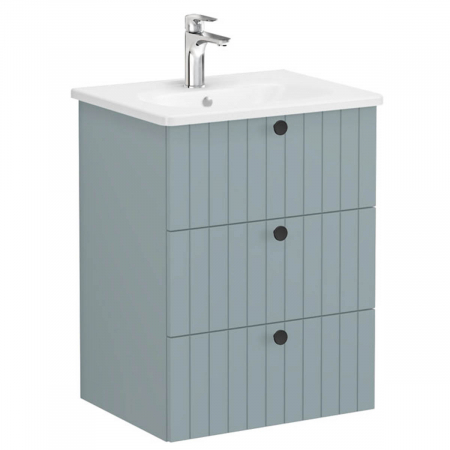 Unitate de baza lavoar baie, cu trei sertare 60cm mat fijord green, cu rounded lavoar / chiuveta baie | 69481 [0]