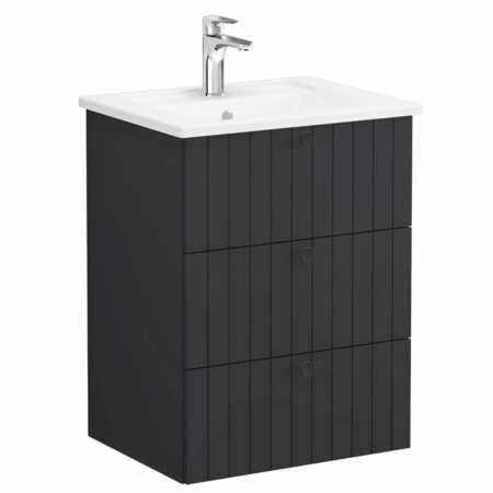 Unitate de baza lavoar baie, cu trei sertare 60cm mat graphite, cu angular lavoar / chiuveta baie | 69475 [0]