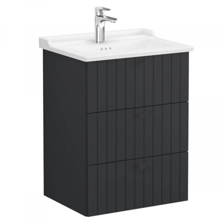 Unitate de baza lavoar baie, cu trei sertare 60cm mat graphite, cu classical lavoar / chiuveta baie | 69489 [0]