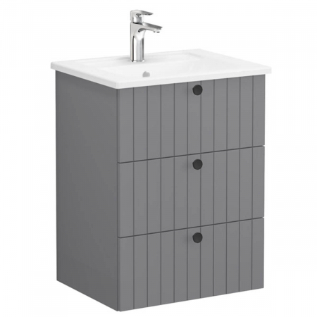 Unitate de baza lavoar baie, cu trei sertare 60cm mat grey, cu angular lavoar / chiuveta baie | 69473 [0]