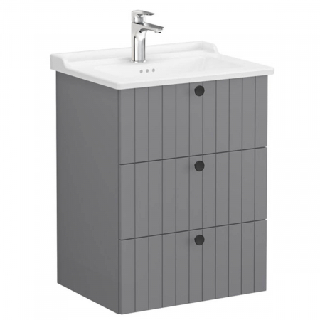 Unitate de baza lavoar baie, cu trei sertare 60cm mat grey, cu classical lavoar / chiuveta baie | 69487 [0]