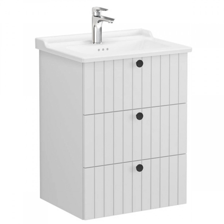 Unitate de baza lavoar baie, cu trei sertare 60cm mat gri deschis, cu classical lavoar / chiuveta baie | 69486 [0]