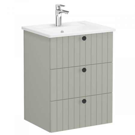 Unitate de baza lavoar baie, cu trei sertare 60cm mat retro green, cu angular lavoar / chiuveta baie | 69477 [0]