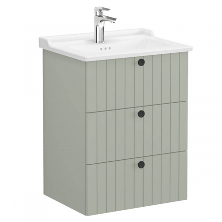 Unitate de baza lavoar baie, cu trei sertare 60cm mat retro green, cu classical lavoar / chiuveta baie | 69491 [0]