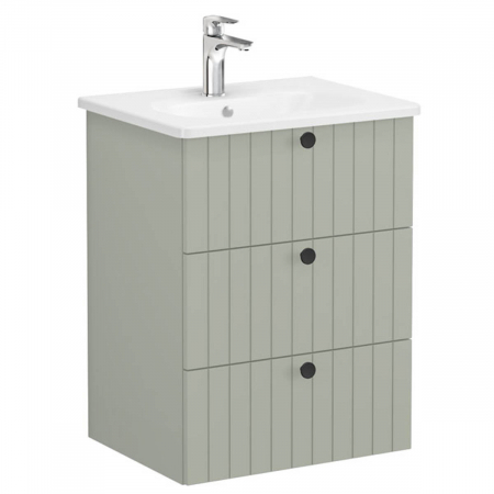 Unitate de baza lavoar baie, cu trei sertare 60cm mat retro green, cu rounded lavoar / chiuveta baie | 69484 [0]