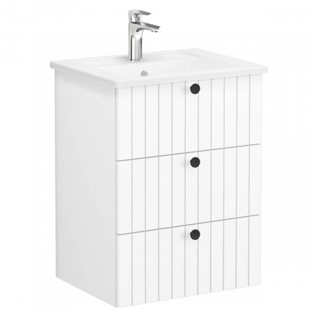 Unitate de baza lavoar baie, cu trei sertare 60cm alb mat, cu angular lavoar / chiuveta baie | 69471 [0]