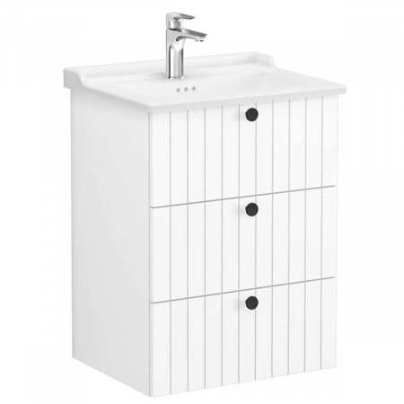 Unitate de baza lavoar baie, cu trei sertare 60cm alb mat, cu classical lavoar / chiuveta baie | 69485 [0]