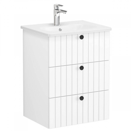 Unitate de baza lavoar baie, cu trei sertare 60cm alb mat, cu rounded lavoar / chiuveta baie | 69478 [0]