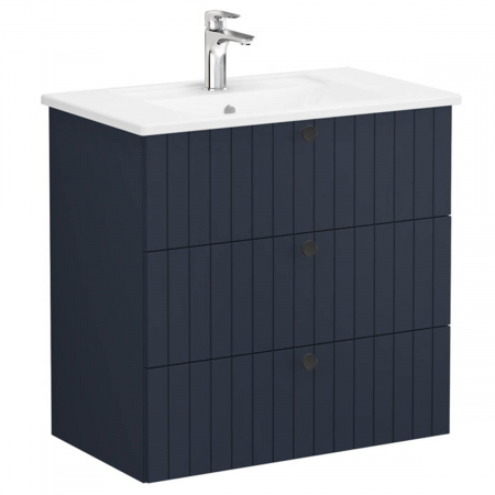 Unitate de baza lavoar baie, cu trei sertare 80cm, mat dark albastru, cu angular lavoar / chiuveta baie | 69497 [0]