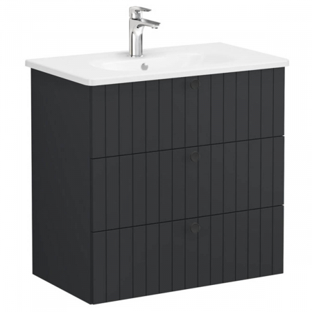 Unitate de baza lavoar baie, cu trei sertare 80cm, mat graphite, cu rounded lavoar / chiuveta baie | 69503 [0]