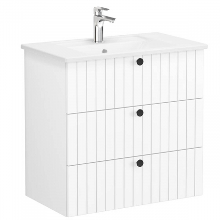Unitate de baza lavoar baie, cu trei sertare 80cm, alb mat, cu angular lavoar / chiuveta baie | 69492 [0]