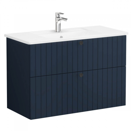 Unitate de baza lavoar baie, cu doua sertare 100cm, mat dark albastru, cu angular lavoar / chiuveta baie | 69455 [0]