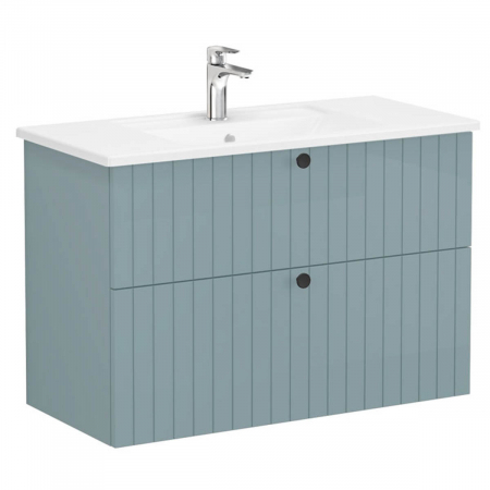 Unitate de baza lavoar baie, cu doua sertare 100cm, mat fijord green, cu angular lavoar / chiuveta baie | 69453 [0]