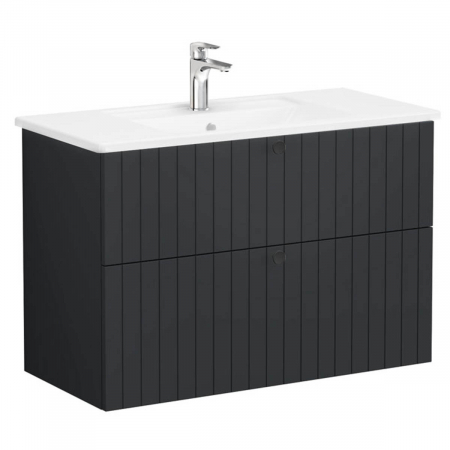 Unitate de baza lavoar baie, cu doua sertare 100cm, mat graphite, cu angular lavoar / chiuveta baie | 69454 [0]