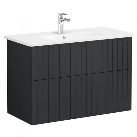 Unitate de baza lavoar baie, cu doua sertare 100cm, mat graphite, cu rounded lavoar / chiuveta baie | 69461 [0]