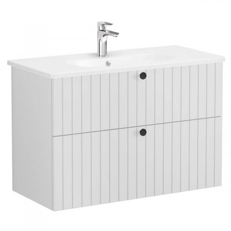 Unitate de baza lavoar baie, cu doua sertare 100cm, mat gri deschis, cu rounded lavoar / chiuveta baie | 69458 [0]