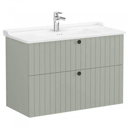 Unitate de baza lavoar baie, cu doua sertare 100cm, mat retro green, cu classical lavoar / chiuveta baie | 69470 [0]