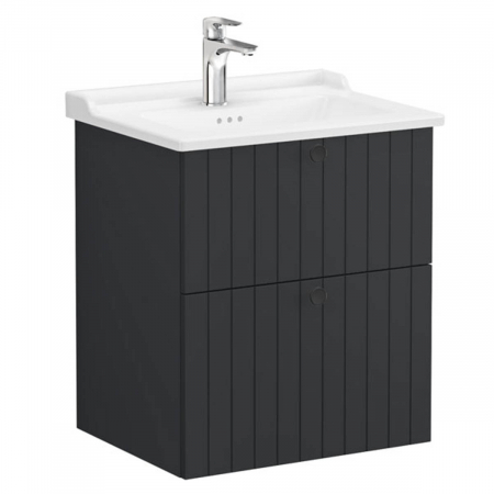 Unitate de baza lavoar baie, cu doua sertare 60cm mat graphite, cu classical lavoar / chiuveta baie | 69426 [0]