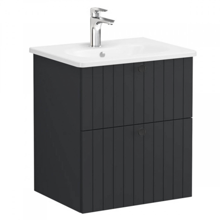 Unitate de baza lavoar baie, cu doua sertare 60cm mat graphite, cu rounded lavoar / chiuveta baie | 69419 [0]