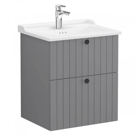 Unitate de baza lavoar baie, cu doua sertare 60cm mat grey, cu classical lavoar / chiuveta baie | 69424 [0]