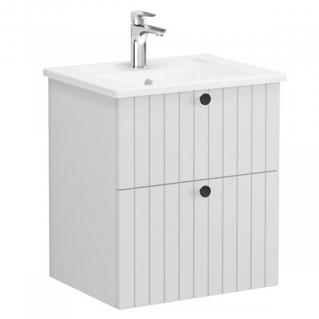 Unitate de baza lavoar baie, cu doua sertare 60cm mat gri deschis, cu angular lavoar / chiuveta baie | 69409 [0]