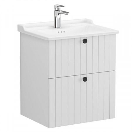 Unitate de baza lavoar baie, cu doua sertare 60cm mat gri deschis, cu classical lavoar / chiuveta baie | 69423 [0]