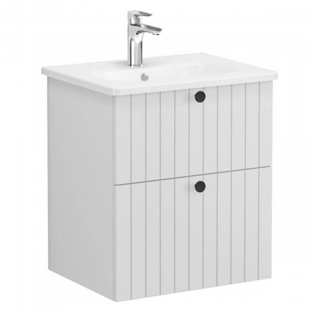 Unitate de baza lavoar baie, cu doua sertare 60cm mat gri deschis, cu rounded lavoar / chiuveta baie | 69416 [0]