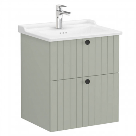 Unitate de baza lavoar baie, cu doua sertare 60cm mat retro green, cu classical lavoar / chiuveta baie | 69428 [0]