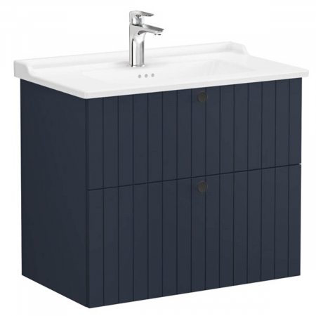 Unitate de baza lavoar baie, cu doua sertare 80cm, mat dark albastru, cu classical lavoar / chiuveta baie | 69448 [0]