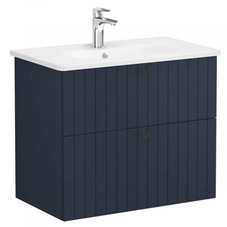 Unitate de baza lavoar baie, cu doua sertare 80cm, mat dark albastru, cu rounded lavoar / chiuveta baie | 69441 [0]