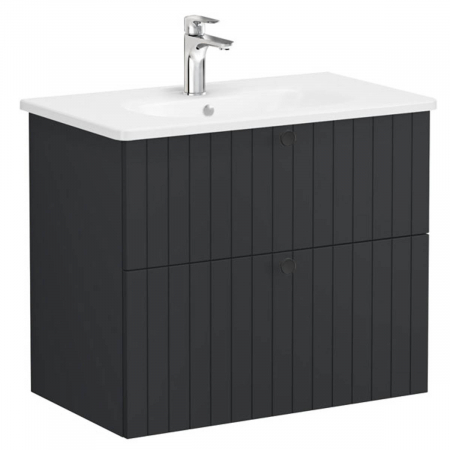 Unitate de baza lavoar baie, cu doua sertare 80cm, mat graphite, cu rounded lavoar / chiuveta baie | 69440 [0]