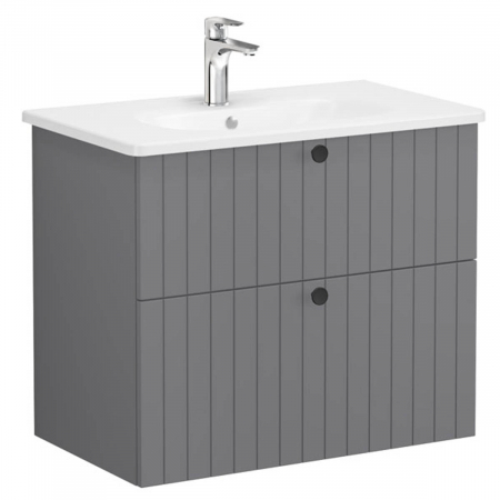 Unitate de baza lavoar baie, cu doua sertare 80cm, mat grey, cu rounded lavoar / chiuveta baie | 69438 [0]