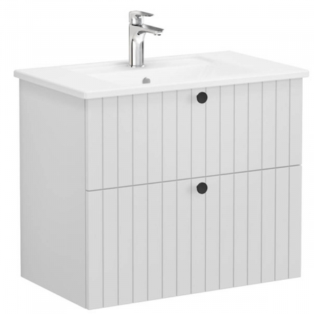 Unitate de baza lavoar baie, cu doua sertare 80cm, mat gri deschis, cu angular lavoar / chiuveta baie | 69430 [0]