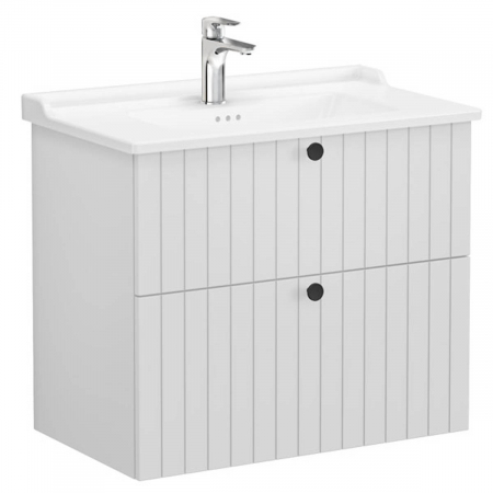 Unitate de baza lavoar baie, cu doua sertare 80cm, mat gri deschis, cu classical lavoar / chiuveta baie | 69444 [0]