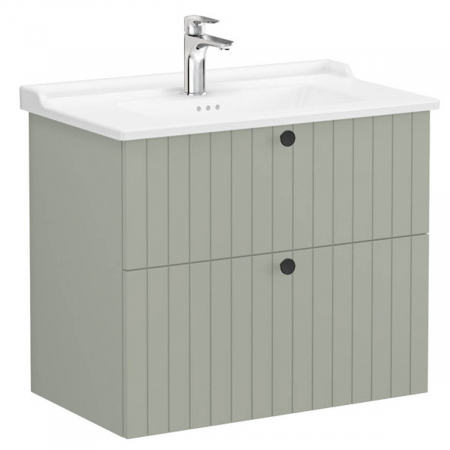 Unitate de baza lavoar baie, cu doua sertare 80cm, mat retro green, cu classical lavoar / chiuveta baie | 69449 [0]