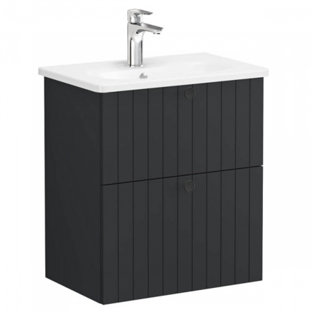 Unitate de baza lavoar baie, cu doua sertare, compact 60cm mat graphite, cu rounded lavoar / chiuveta baie | 69244 [0]